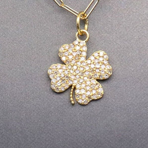 14k Solid Four Leaf Clover, Shamrock Charm, (14K-DCH-817)