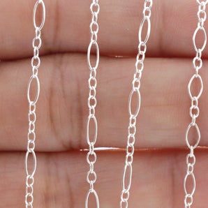 Sterling Silver Long and Short Cable Chain, 5x2mm, (SS-092)