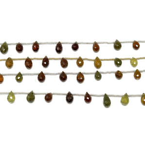 Green Grossular Garnet Faceted Tear Drops, 5x8-6x9 mm, Rich Color, Garnet Gemstone Beads, (GRG-TR-5x8-6x9)(286)