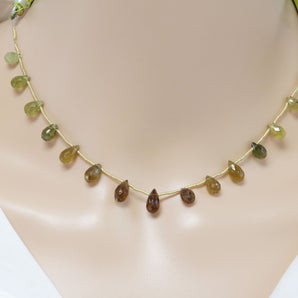 Green Grossular Garnet Faceted Tear Drops, 5x9-6x11 mm, Rich Color, Garnet Gemstone Beads, (GRG-TR-5x9-6x11)(285)