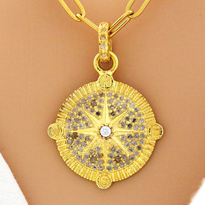 Pave Diamond Compass Pendant, (DPS-171)