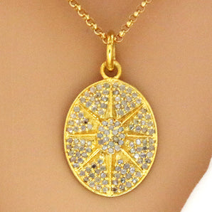 Pave Diamond Starburst Pendant, (DPS-172)