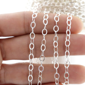 Sterling Silver Flat Oval Cable Chain, 5x3 mm, (SS-152)