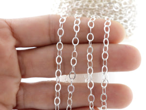 Sterling Silver Flat Oval Cable Chain, 5x3 mm, (SS-152)