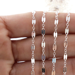 Sterling Silver Flat Tubbed Long and short Chain, 3.2x5.5 mm, (SS-160)