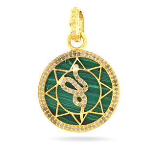 Pave Diamond and Malachite Snake Pendant, (DPS-174)