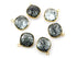 Gold Plated Faceted Black Rutile Bezel Cushion Connector, 19-20 mm, (BZC-9127)
