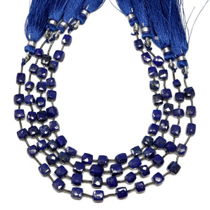 Lapis Lazuli Faceted Cube, 5-6 mm, Rich Color, Lapis Gemstone Beads, (LAP-CUBE-5-6)(291)