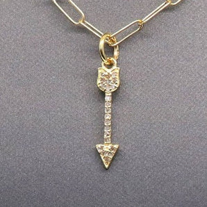 14k Solid Gold & Diamond Vintage inspired Arrow Pendant, (14K-DCH-833)