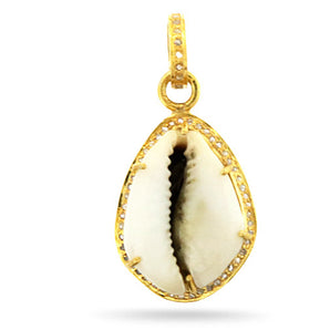 Pave Diamond Kodi Sea Shell Pendant, (DPS-177)