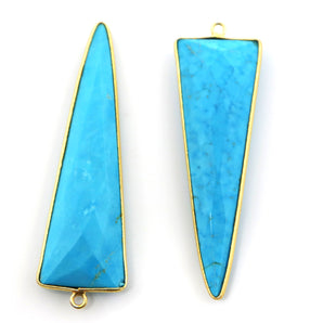 Gold Plated Turquoise Faceted Long Arrow Bezel, 50x16 mm, (BZC-9133) - Beadspoint