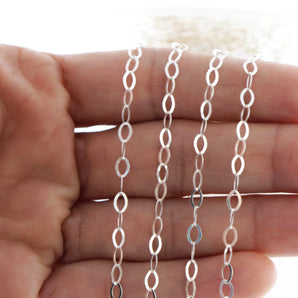 Sterling Silver Flat Oval Cable Chain, 4.2x2.7 mm, ( SS-190)