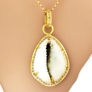 Pave Diamond Kodi Sea Shell Pendant, (DPS-177)