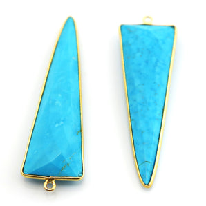 Gold Plated Turquoise Faceted Long Arrow Bezel, 50x16 mm, (BZC-9133) - Beadspoint