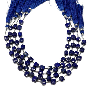 Lapis Lazuli Faceted Cube, 7 mm, Rich Color, Lapis Gemstone Beads, (LAP-CUBE-7)(292)