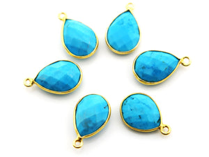 Gold Plated Turquoise Faceted Baby Pear Bezel, 13x10 mm, (BZC-9137) - Beadspoint