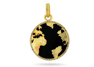 Pave Diamond & Malachite/ Black Onyx/ Lapis Globe Pendant, (DPM-1216)