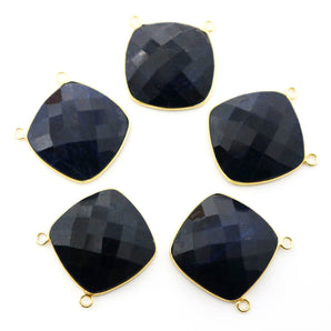 Gold Plated Dyed Sapphire Faceted Square Bezel Pendant, 24 mm, (BZC-9140) - Beadspoint