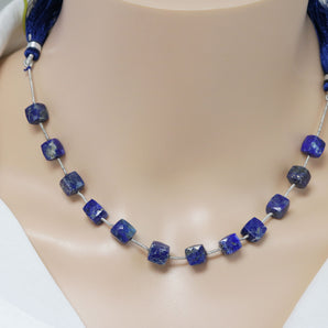 Lapis Lazuli Faceted Cube, 8-9 mm, Rich Color, Lapis Gemstone Beads, (LAP-CUBE-8-9)(293)