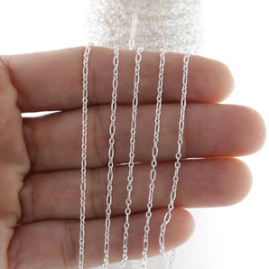 Sterling Silver Long and Short Rectangular cable chain, 4x2.5 mm, (SS-029)