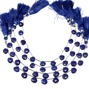 Lapis Lazuli Faceted Heart Drops, 8-9 mm, Rich Color, Lapis Gemstone Beads, (LAP-HRT-8-9)(294)