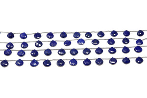 Lapis Lazuli Faceted Heart Drops, 8-9 mm, Rich Color, Lapis Gemstone Beads, (LAP-HRT-8-9)(294)