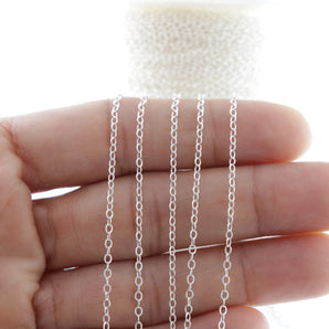 Sterling Silver Textured Pattern Flat Oval Cable Chain, 2x1.5 mm, (SS-020)