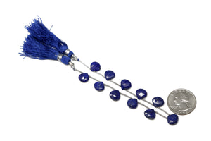 Lapis Lazuli Faceted Heart Drops, 8-9 mm, Rich Color, Lapis Gemstone Beads, (LAP-HRT-8-9)(294)
