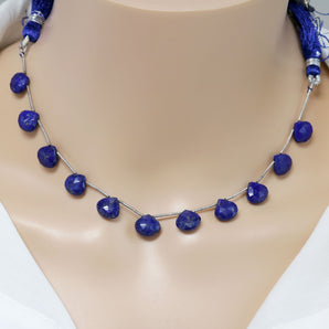 Lapis Lazuli Faceted Heart Drops, 8-9 mm, Rich Color, Lapis Gemstone Beads, (LAP-HRT-8-9)(294)