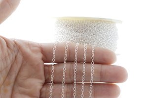 Sterling Silver Textured Pattern Oval Cable Chain, (SS-057)