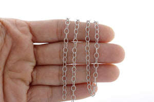 Sterling Silver Oxidized Textured Pattern Oval Cable Chain, 3.3x5 mm, (SS-063)