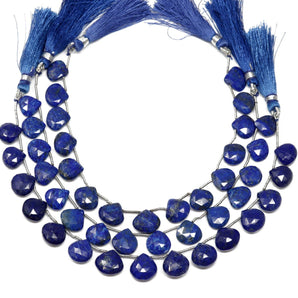 Lapis Lazuli Faceted Heart Drops, 10-11 mm, Rich Color, Lapis Gemstone Beads, (LAP-HRT-10-11)(295)