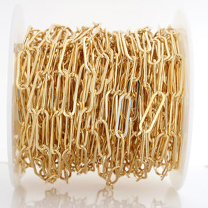 14K Gold Filled Large Flat Paperclip Heavy Chain, 21.5x6.3 mm, (GF-005)