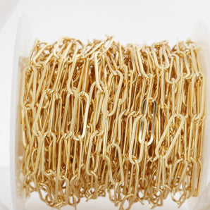14K Gold Filled Large Flat Paperclip Heavy Chain, 21.5x6.3 mm, (GF-005)
