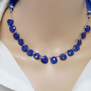 Lapis Lazuli Faceted Heart Drops, 10-11 mm, Rich Color, Lapis Gemstone Beads, (LAP-HRT-10-11)(295)