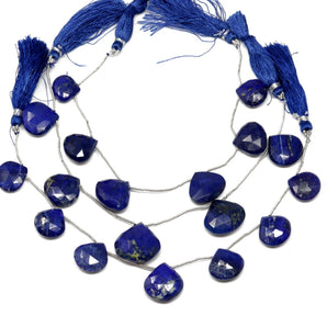 Lapis Lazuli Faceted Heart Drops, 15-17 mm, Rich Color, Lapis Gemstone Beads, (LAP-HRT-15-17)(296)