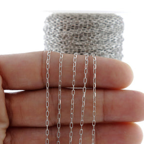 Sterling Silver Oxidized Rectangular Textured Pattern Cable Chain, 2.2x1.2 mm, (SS-170)