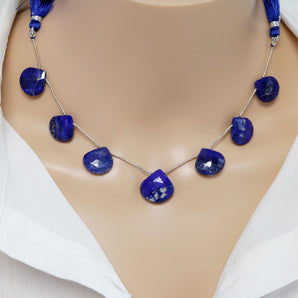 Lapis Lazuli Faceted Heart Drops, 15-17 mm, Rich Color, Lapis Gemstone Beads, (LAP-HRT-15-17)(296)