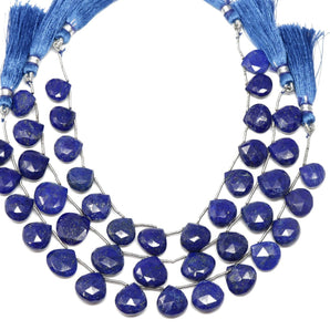Lapis Lazuli Faceted Heart Drops, 12-14 mm, Rich Color, Lapis Gemstone Beads, (LAP-HRT-12-14)(297)