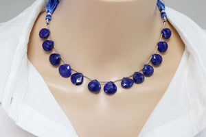 Lapis Lazuli Faceted Heart Drops, 12-14 mm, Rich Color, Lapis Gemstone Beads, (LAP-HRT-12-14)(297)