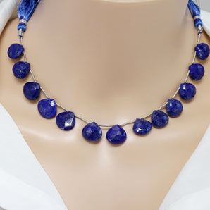 Lapis Lazuli Faceted Heart Drops, 12-14 mm, Rich Color, Lapis Gemstone Beads, (LAP-HRT-12-14)(297)