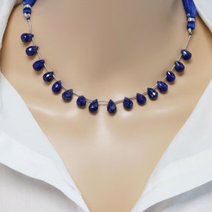 Lapis Lazuli Faceted Tear Drops, 7x10-8x11mm, Rich Color, Lapis Gemstone Beads, (LAP-TR-7x10-8x11)(300)