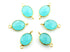 Gold Plated Aqua Chalcedony Faceted Oval Bezel Connector, 15x9 mm, (BZC-9196)