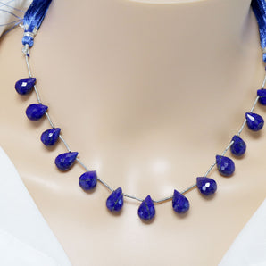 Lapis Lazuli Faceted Tear Drops, 8x11-9x14 mm, Rich Color, Lapis Gemstone Beads, (LAP-TR-8x11-9x14)(301)