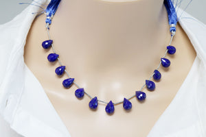 Lapis Lazuli Faceted Tear Drops, 8x11-9x14 mm, Rich Color, Lapis Gemstone Beads, (LAP-TR-8x11-9x14)(301)