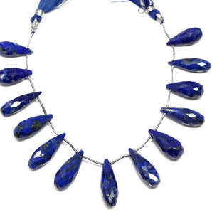 Lapis Lazuli Faceted Large Tear Drops, 8x21-9x26 mm, Rich Color, Lapis Gemstone Beads, (LAP-LTR-8x21-9x26)(303)