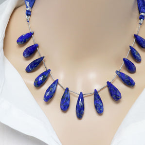 Lapis Lazuli Faceted Large Tear Drops, 8x21-9x26 mm, Rich Color, Lapis Gemstone Beads, (LAP-LTR-8x21-9x26)(303)