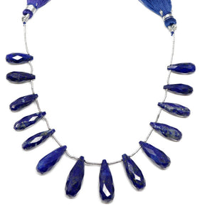 Lapis Lazuli Faceted Large Tear Drops, 6x16-8x23 mm, Rich Color, Lapis Gemstone Beads, (LAP-LTR-6x16-8x23)(304)
