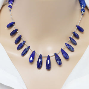 Lapis Lazuli Faceted Large Tear Drops, 6x16-8x23 mm, Rich Color, Lapis Gemstone Beads, (LAP-LTR-6x16-8x23)(304)