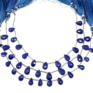 Lapis Lazuli Faceted Pear Drops, 6x8-9 mm, Rich Color, Lapis Gemstone Beads, (LAP-PR-6x8-9)(305)